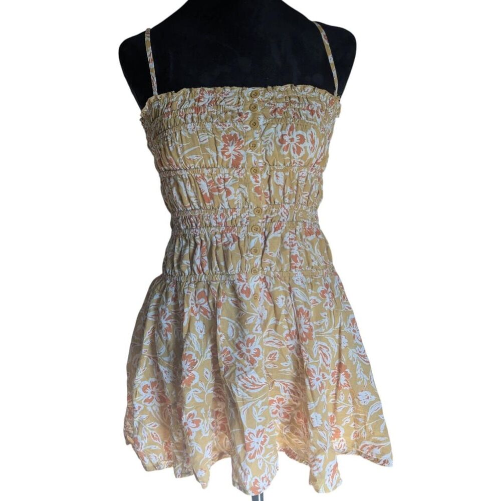 Sky To Moon Sun-Drenched Floral Smocked Mini Dress Boho Festival Aesthetic